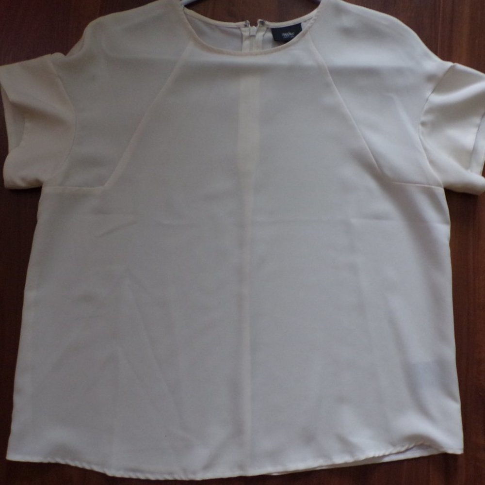 Missimo Light Cream-Colored Sheer Fashion Top L